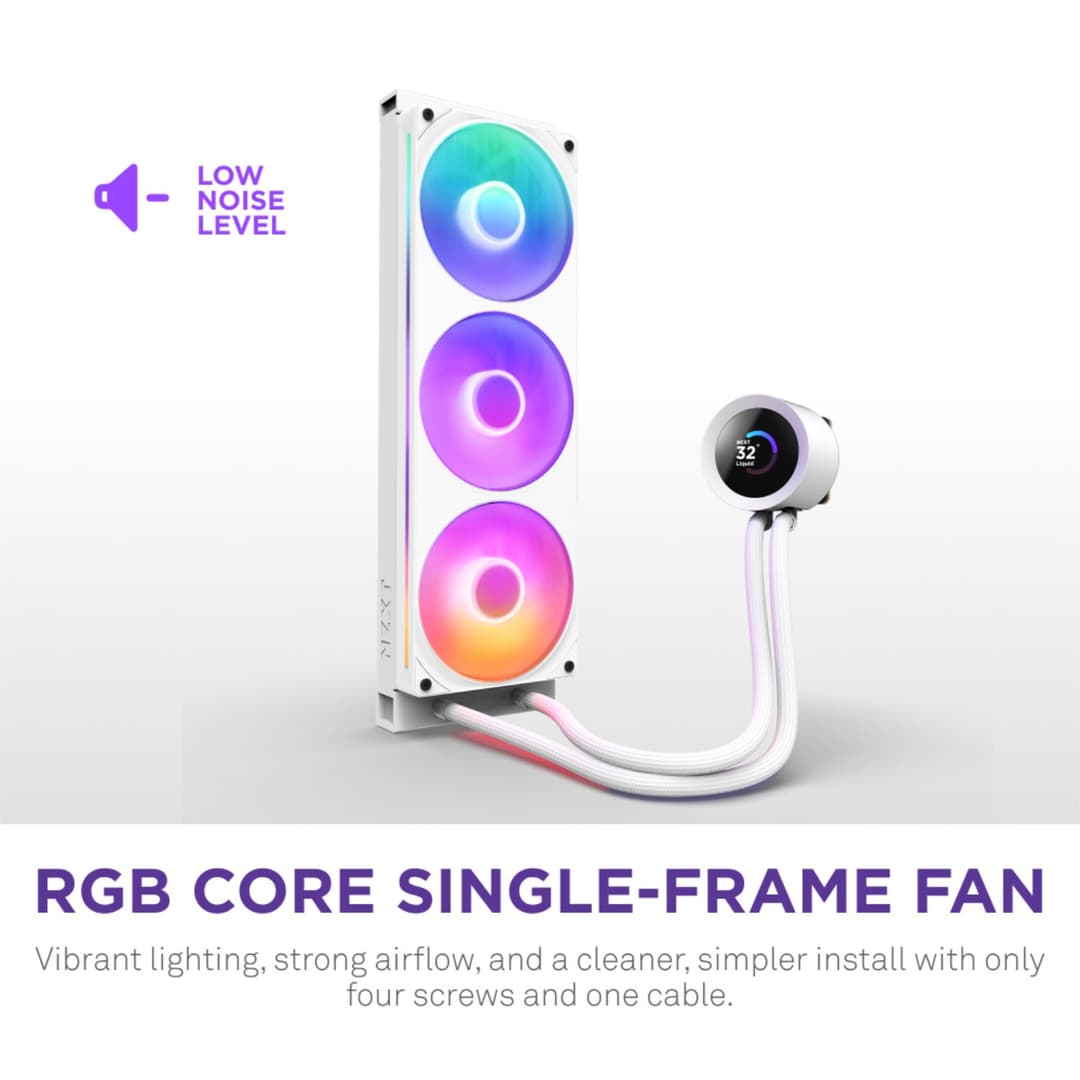 NZXT Kraken Plus 360mm ARGB  Intel/AMD AIO CPU Liquid Cooler w/ 1.54" LCD - White - Image 9