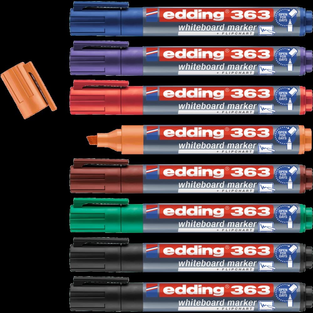 edding 363 Whiteboard Marker Chisel Tip 1-5 mm Assorted Colours Pack of 8
