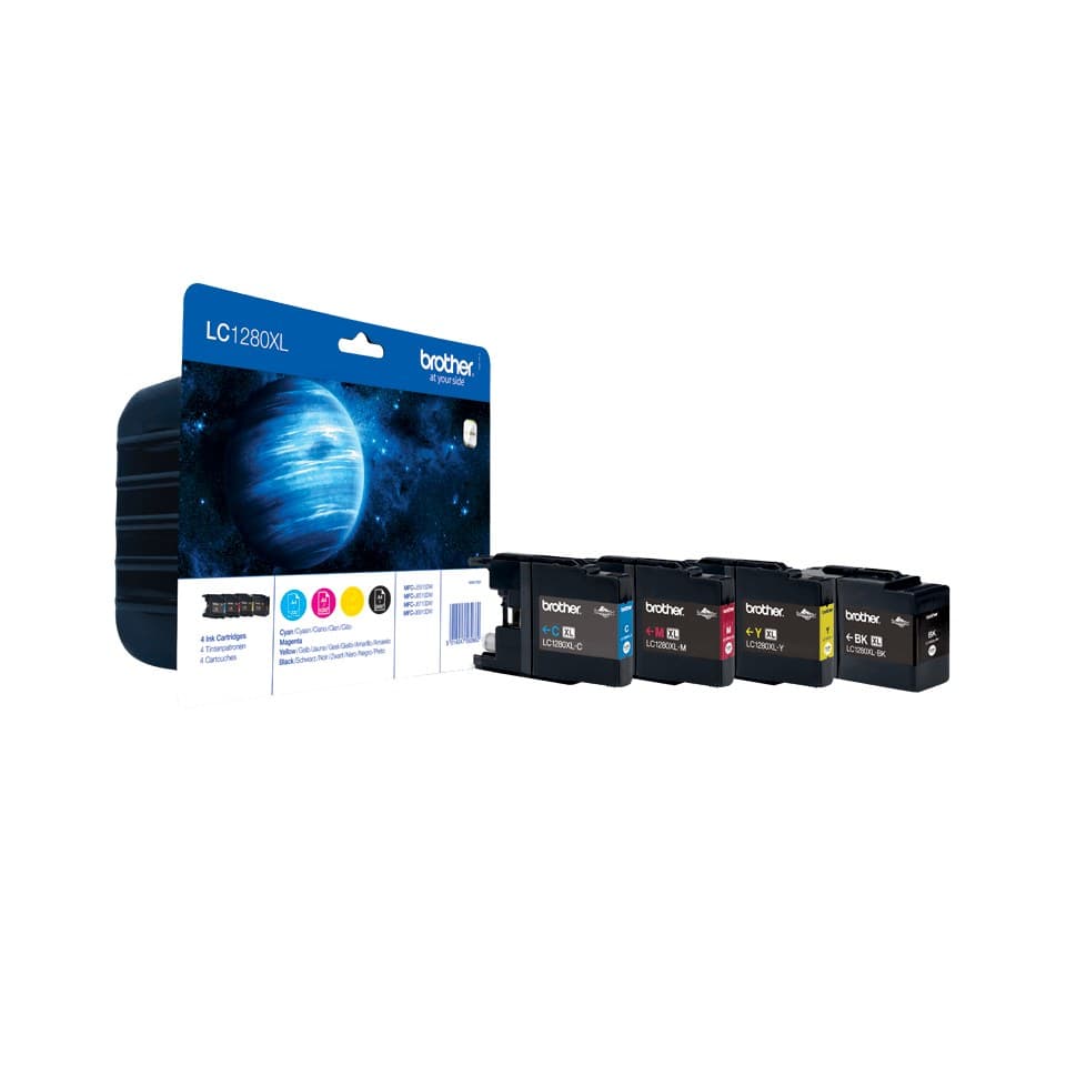 Brother LC1280XL High Yield Ink Cartridge 4-Pack (LC1280XLVALBP): Cyan / Magenta / Yellow / Black - Image 1