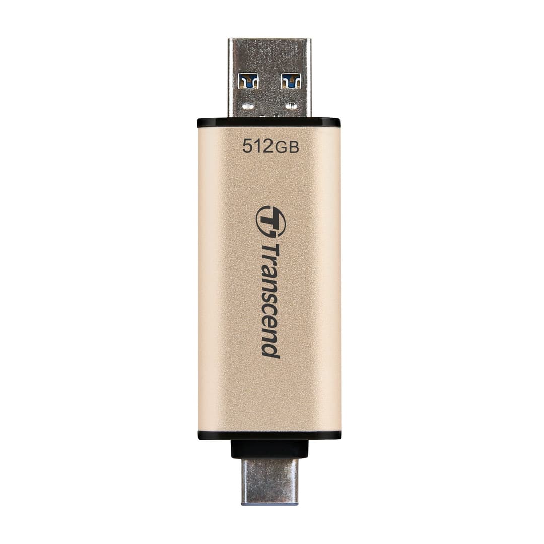 Transcend JetFlash 930C 2-in-1 USB-C / USB-A USB 3.2 Gen 1 Flash Drive 512GB Gold - Image 4
