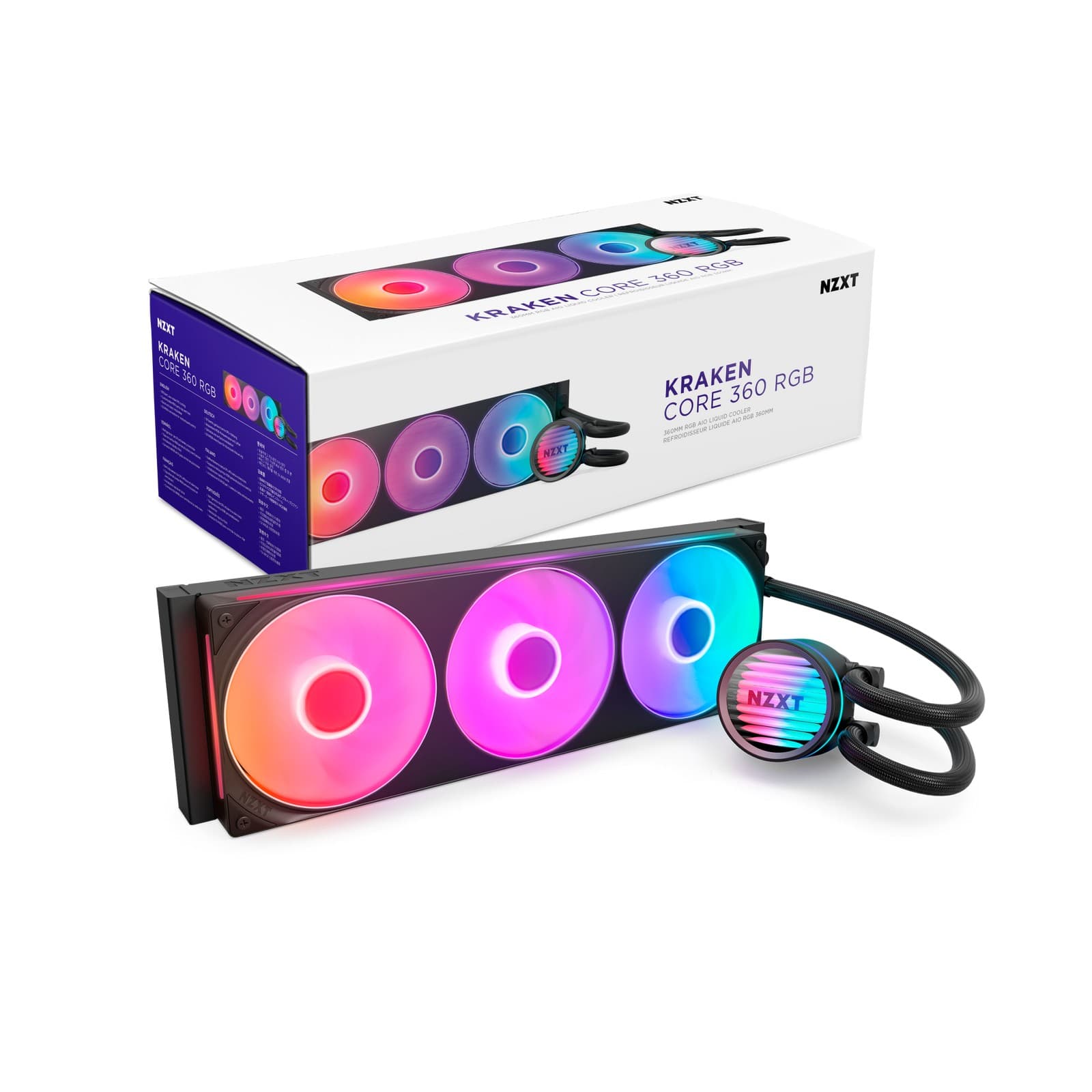 NZXT Kraken Core 360mm RGB Intel/AMD AIO Liquid CPU Cooler - Black
