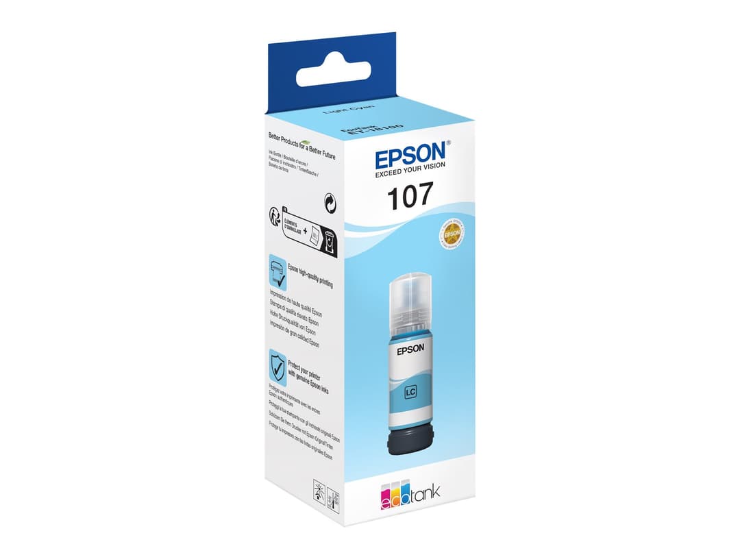 Epson 107 EcoTank Ink Bottle 70ml for ET-18100 - Light Cyan - Image 1