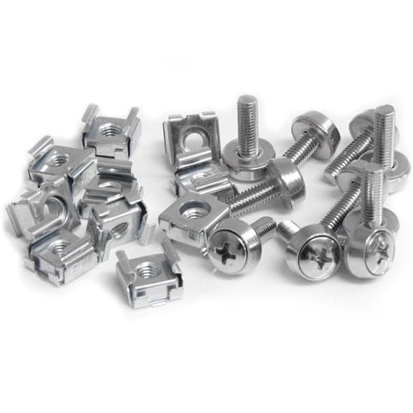 StarTech.com M5 Mounting Screws and Cage Nuts for Server Rack Cabinet, Silver - 50 Pack - Image 2
