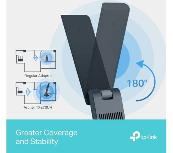 TP-Link Archer TXE70UH AXE5400 Wi-Fi 6E Tri-Band USB 3.0 Wireless Adapter Black - Image 7