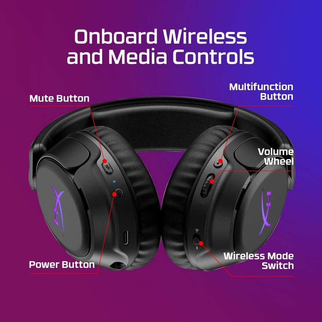 HyperX Cloud Flight 2 Wireless Gaming Headset for PS5, Switch & PC - Black - Image 6