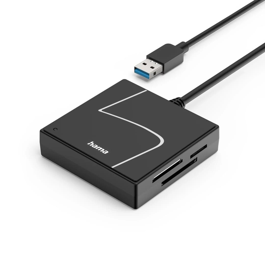 Hama 00200148 USB 3.2 Gen 1 Card Reader with USB-C Adapter - Black - Image 3