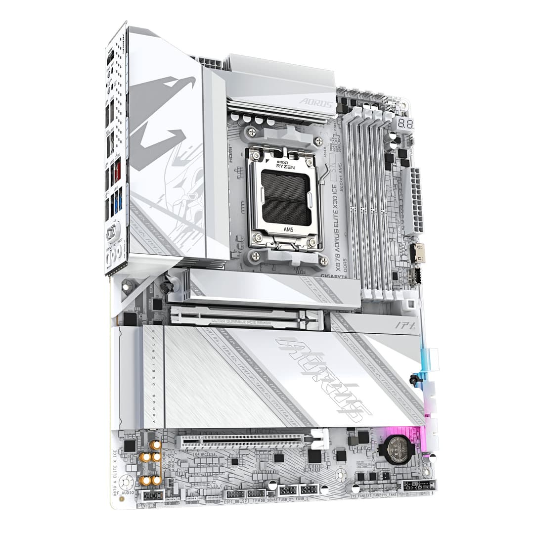 GIGABYTE X870 AORUS ELITE X3D ICE AMD X870 ATX Socket AM5 Motherboard - White - Image 3