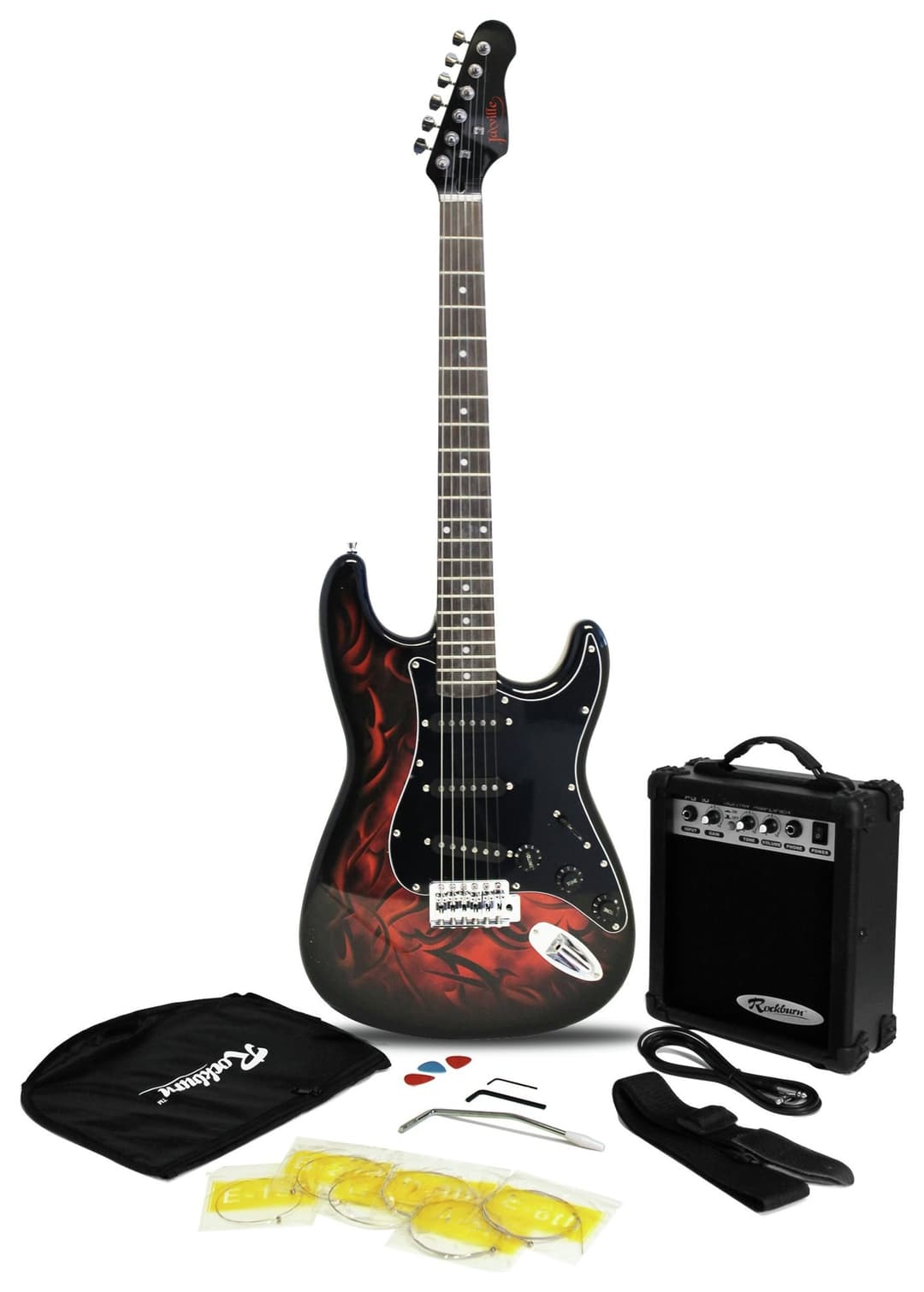 Jaxville ST1 Full Size Electric Guitar Pack with 10W Amp - Demon - Image 1