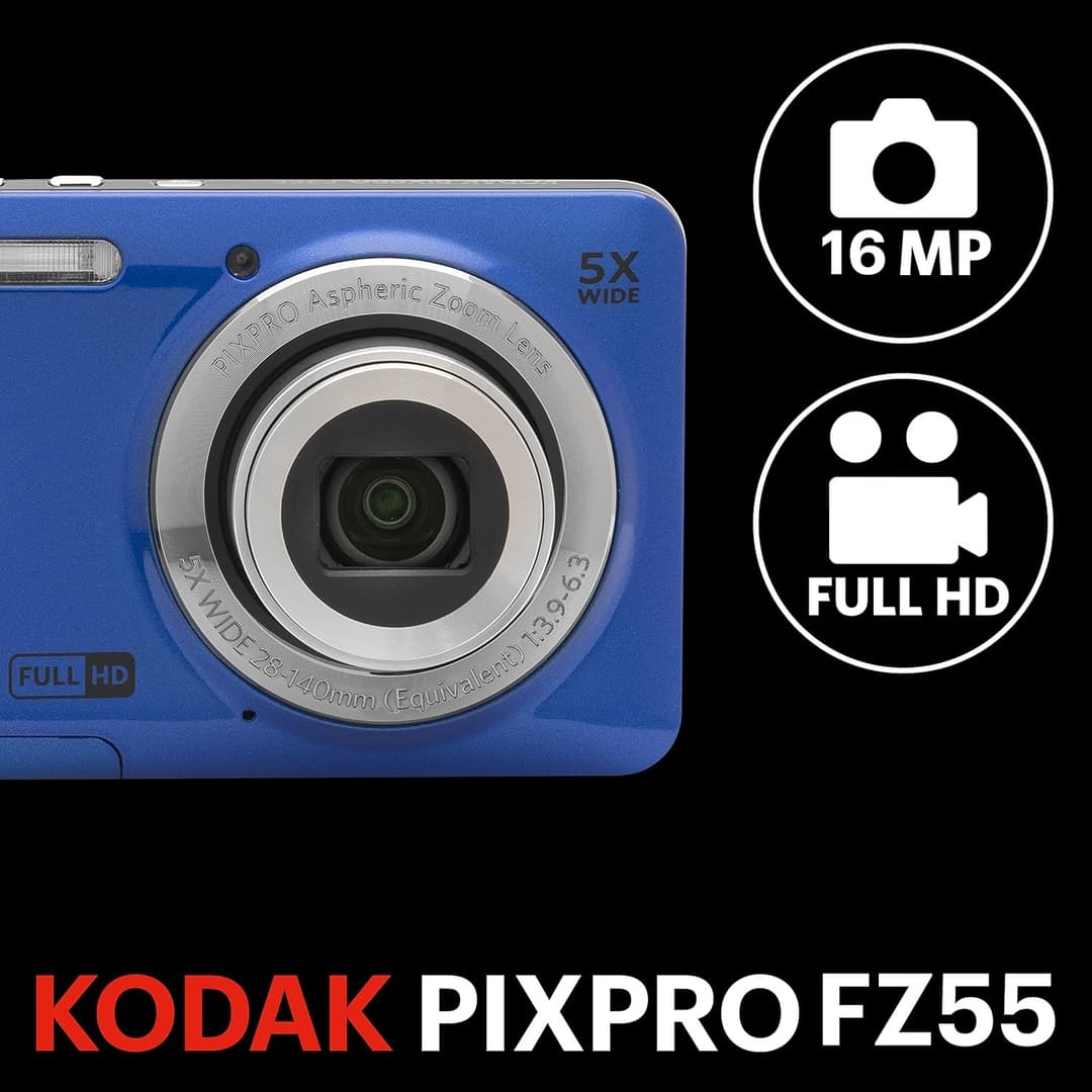Kodak PixPro Friendly Zoom FZ55 16MP Compact Digital Camera - Blue - Image 3