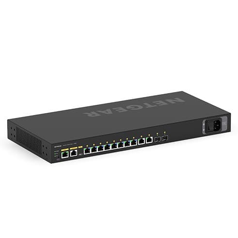 NETGEAR AV Line M4250-10G2F-PoE+ (GSM4212P) 12-Port L2/L3 Managed Gigabit Ethernet (10/100/1000) Switch - 8x PoE+ 125W, 2x 1G, 2x SFP, 1U Rackmount, Black - Image 1