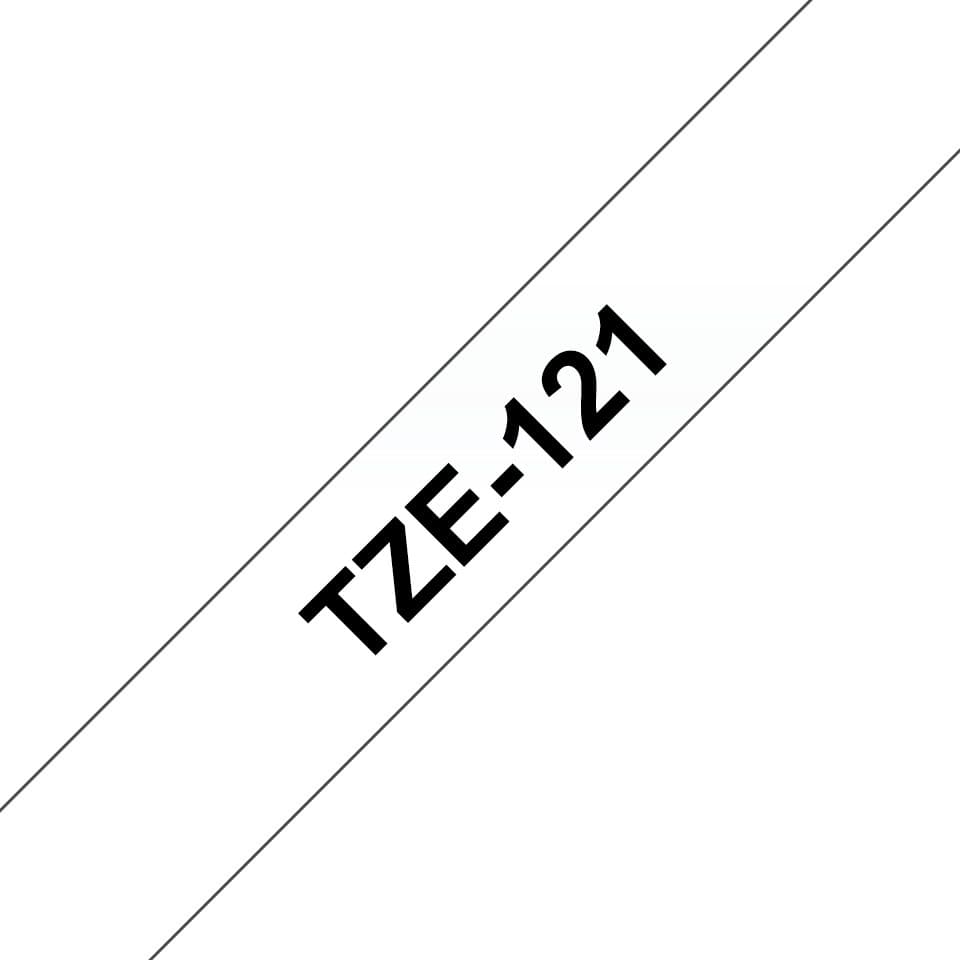 Brother TZe-121 Laminated Label Tape 9mm x 8m, Black on Clear