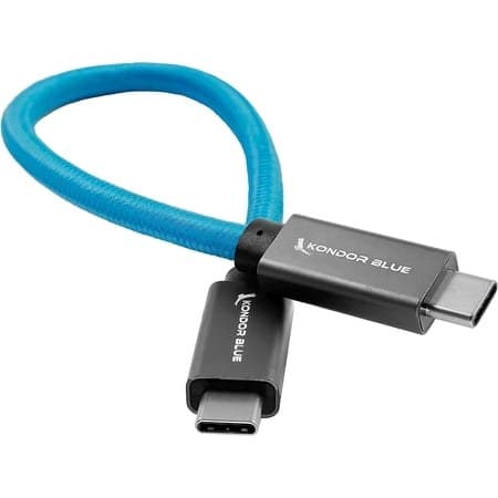 Kondor Blue USB-C to USB-C USB 3.1 Gen 2 High Speed Cable for SSD Recording, 22cm, Blue - Image 1