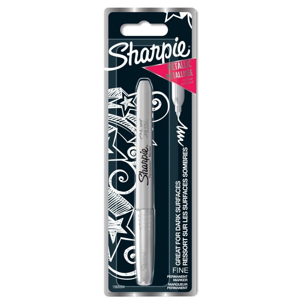 Sharpie Permanent Marker Pack of 12 single Metallic Silver Fine Permanent Markers - Image 1