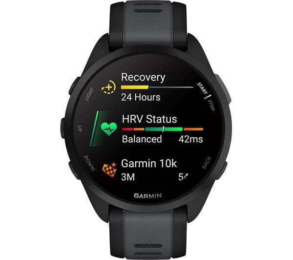 Garmin Forerunner 165 43mm GPS Running Smartwatch - Black/Slate Grey - Image 2