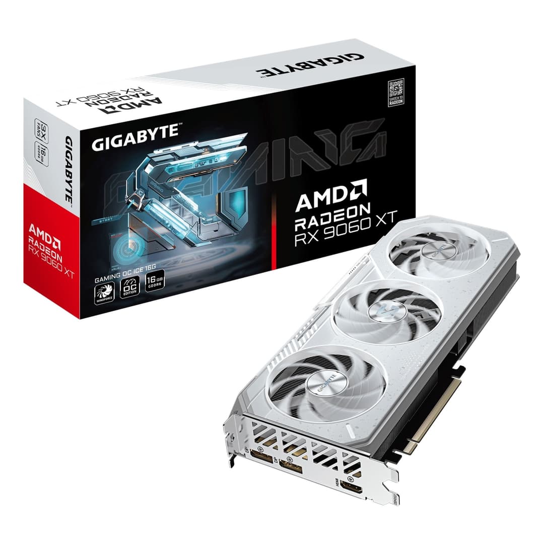 Gigabyte Radeon RX 9060 XT Gaming OC 16GB GDDR6 PCIe 5.0 Graphics Card - ICE White - Image 1
