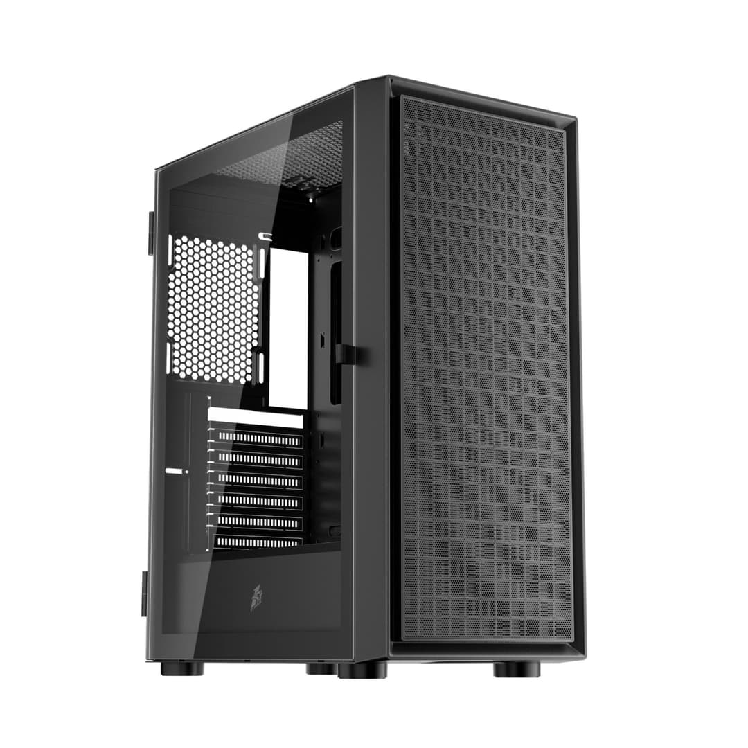 1st Player Go6-WH-4FS1 Tempered Glass Mid Tower Gaming Case - Black - Image 1