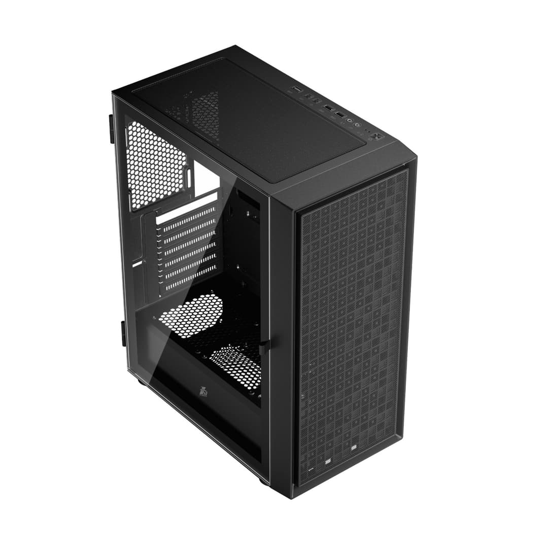 1st Player Go6-WH-4FS1 Tempered Glass Mid Tower Gaming Case - Black - Image 3
