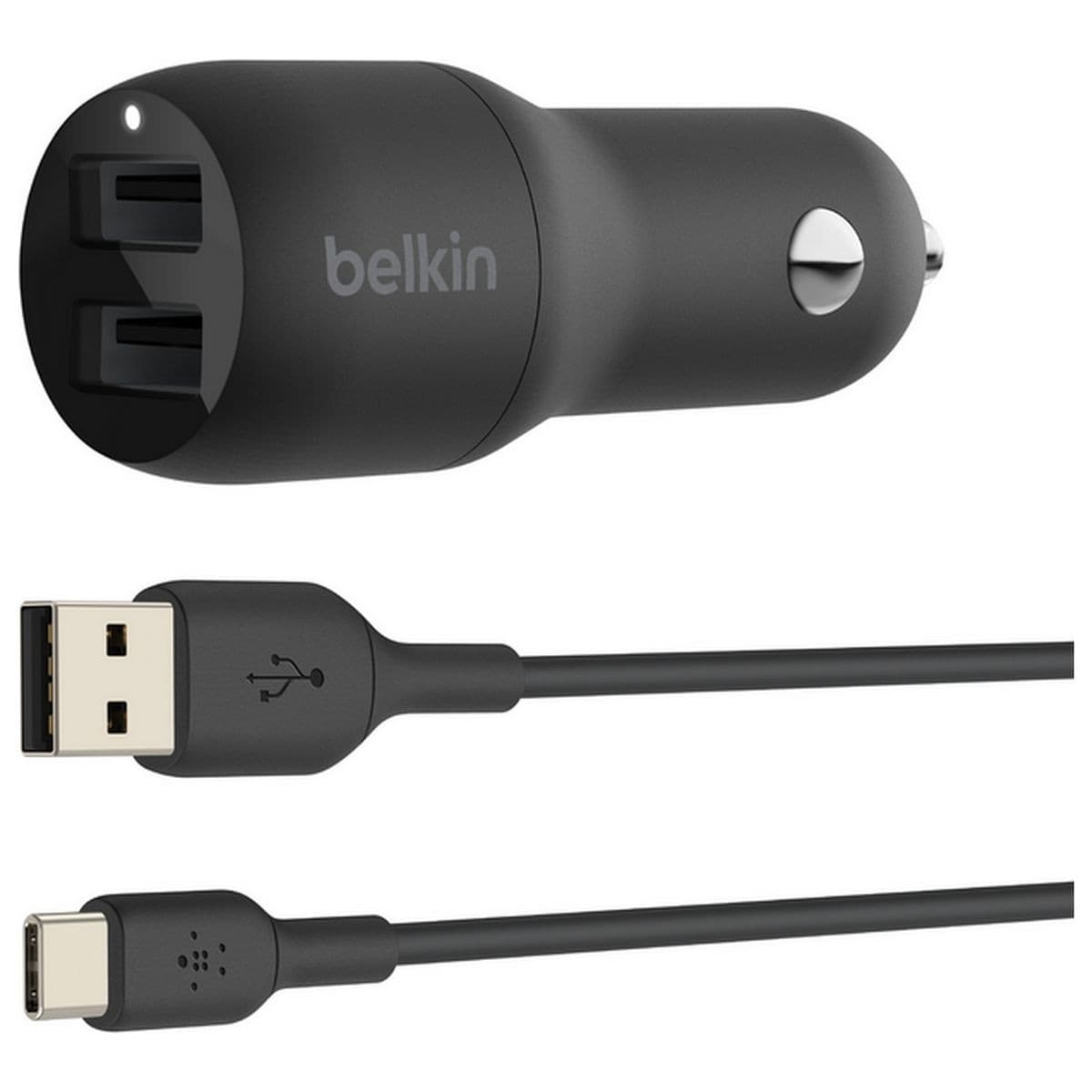 Belkin 24W USB-A Dual Port Car Charger & Cable