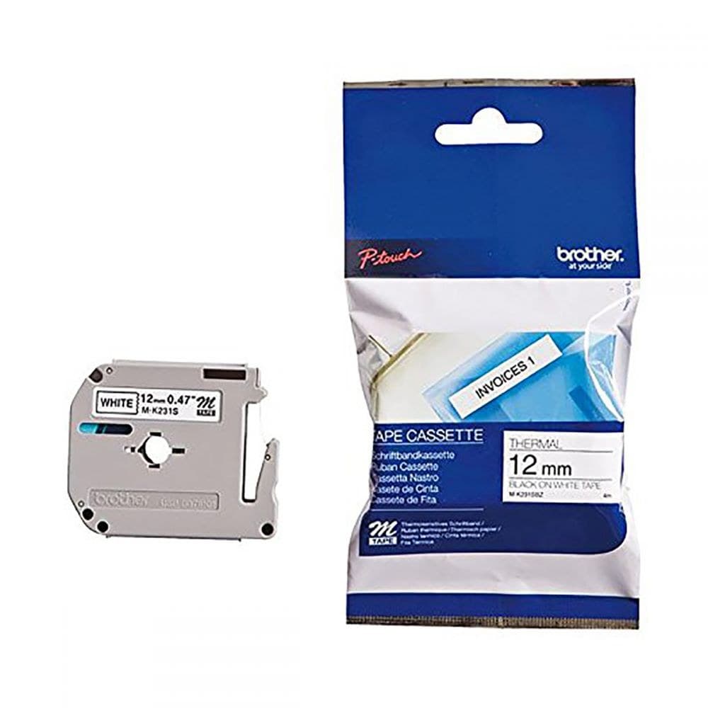 BROTHER MK231SBZ Black on White 4M x 12mm Plastic Tape