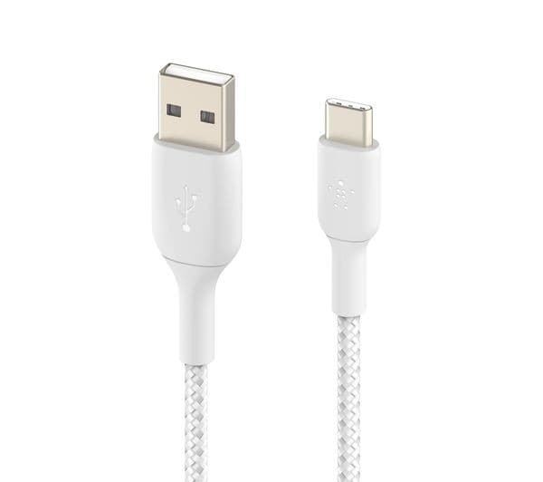 Belkin Braided USB-C to USB-C Cable, 100W, 2 m - White - Image 5