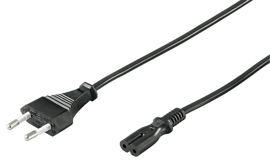 Microconnect Euro 2-Pin CEE 7/16 to C7 Figure-of-Eight Power Cord 1.2m Black - Image 1