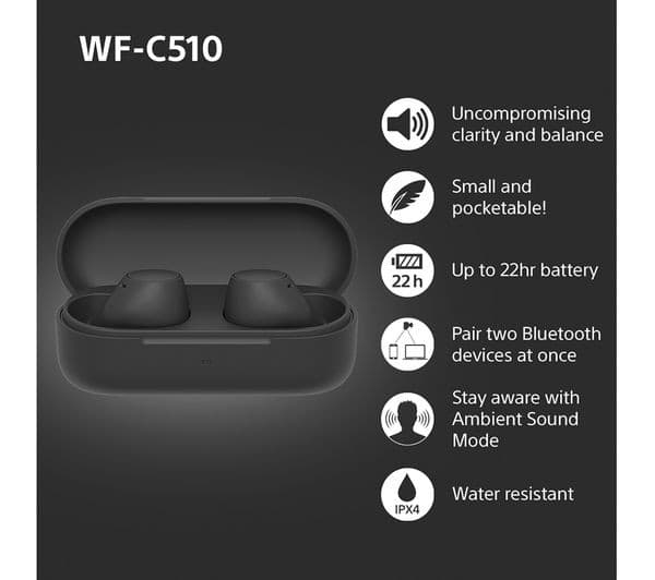 Sony WF-C510 True Wireless Earbuds - Black - Image 3