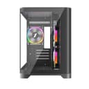 1st Player UV6 Tempered Glass Micro ATX Gaming Case - Black with 3 RGB Fans thumbnail 2