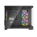 1st Player UV6 Tempered Glass Micro ATX Gaming Case - Black with 3 RGB Fans thumbnail 3