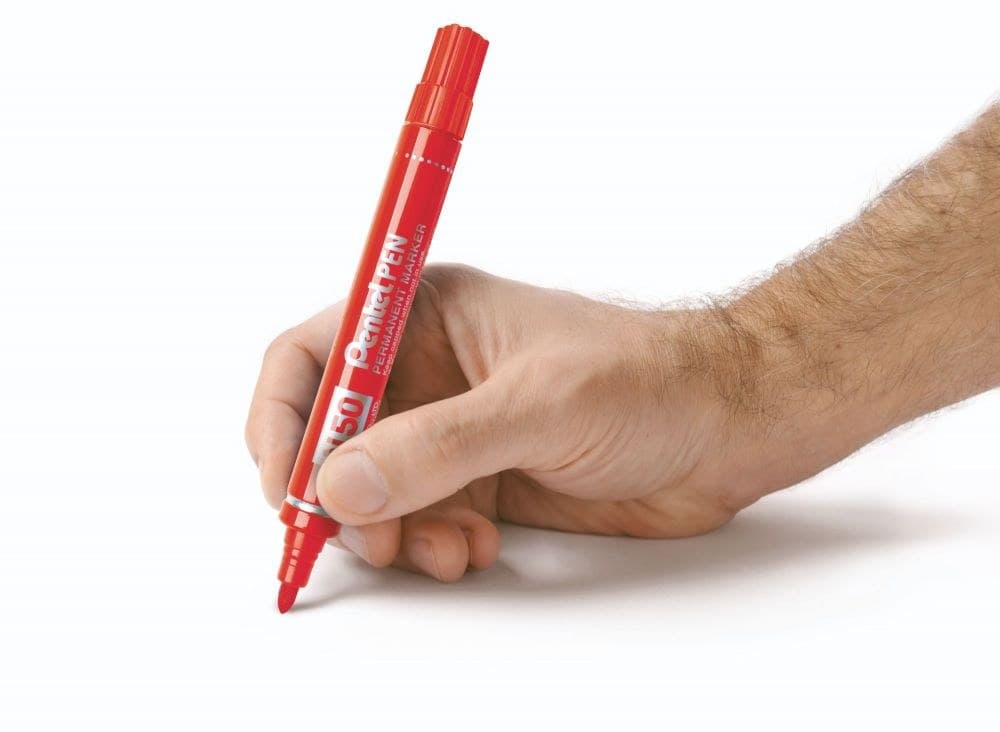 Pentel N50 Permanent Marker 4.3mm Bullet Tip, 2.2mm Line (Pack of 12) - Red - Image 1