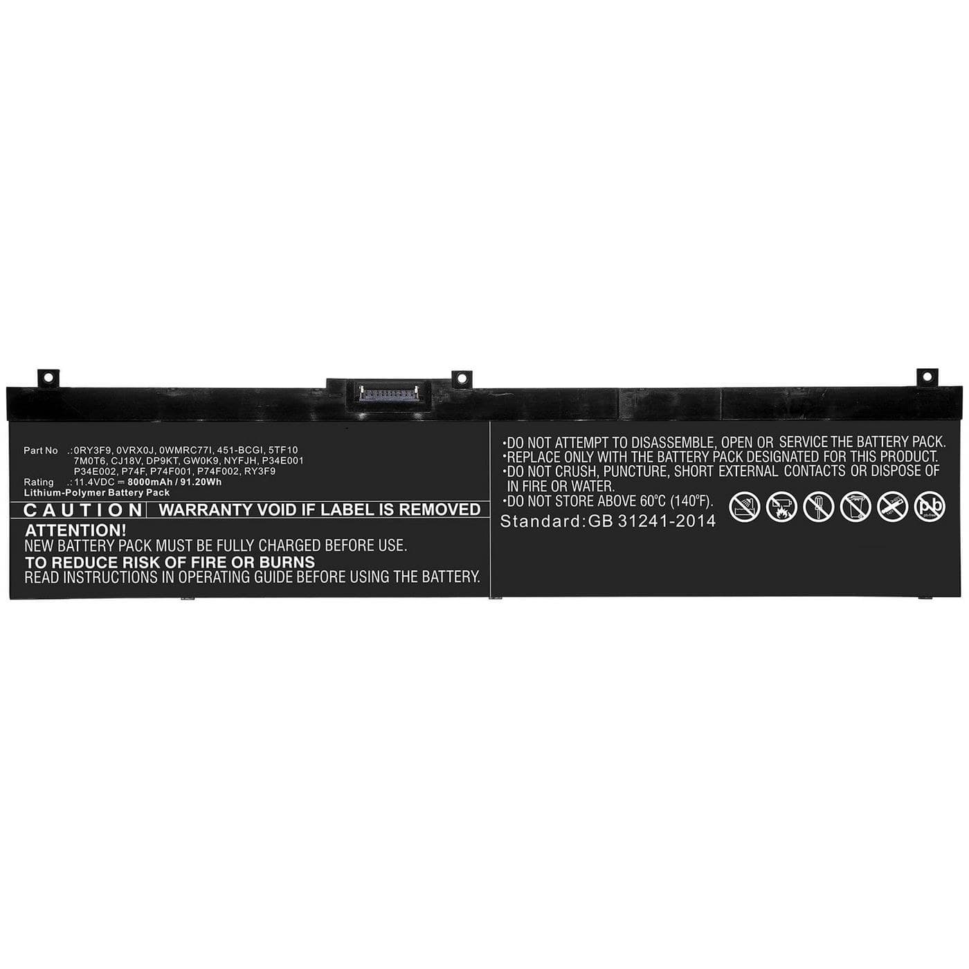 CoreParts MBXDE-BA0217 Replacement Battery for Dell Precision 7330, 11.55V 6000mAh Li-Pol, Black