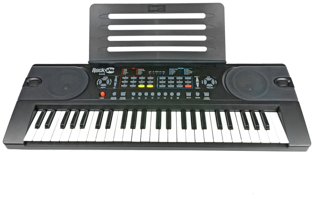 RockJam 49-Key Keyboard Piano with Power Supply, Sheet Music Stand, Piano Note Stickers & Simply Piano Lessons - Image 1