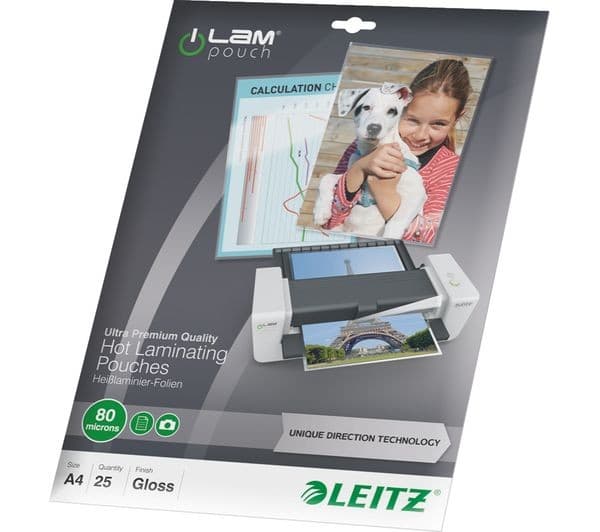 LEITZ iLAM Gloss Laminating Pouches A4 80 Micron - Pack of 25