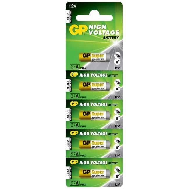 GP High Voltage 27A (MN27) 12V Alkaline Battery Pack of 5
