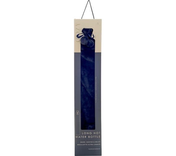 AROMA HOME Faux Fur Long Hot Water Bottle - Navy - Image 2