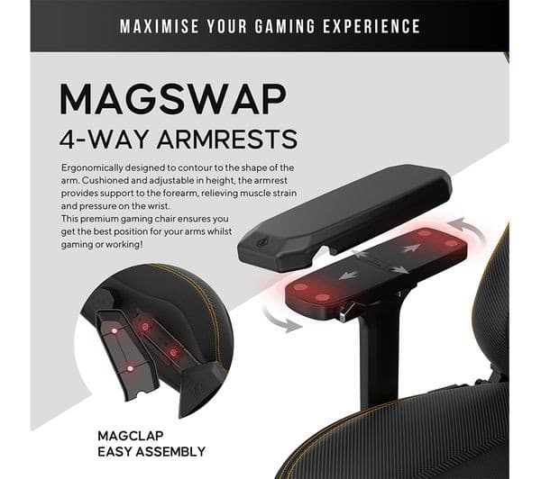 AndaSeat Kaiser 3 Premium Gaming Chair - XL, Elegant Black PVC Leather - Image 3