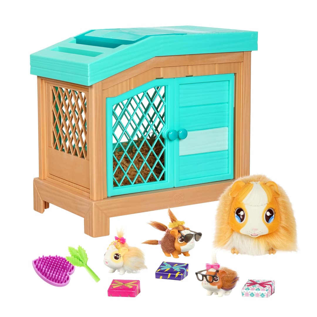 Little Live Pets 26410 Soft, Interactive Mama Guinea Pig and her Hutch, and her 3 Surprise Babies - Multicolour - Image 1