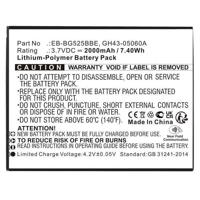 CoreParts GH43-05060A-CP Replacement Battery for Samsung Galaxy XCover 5 (SM-G525F) — 7.40Wh 3.7V 2000mAh