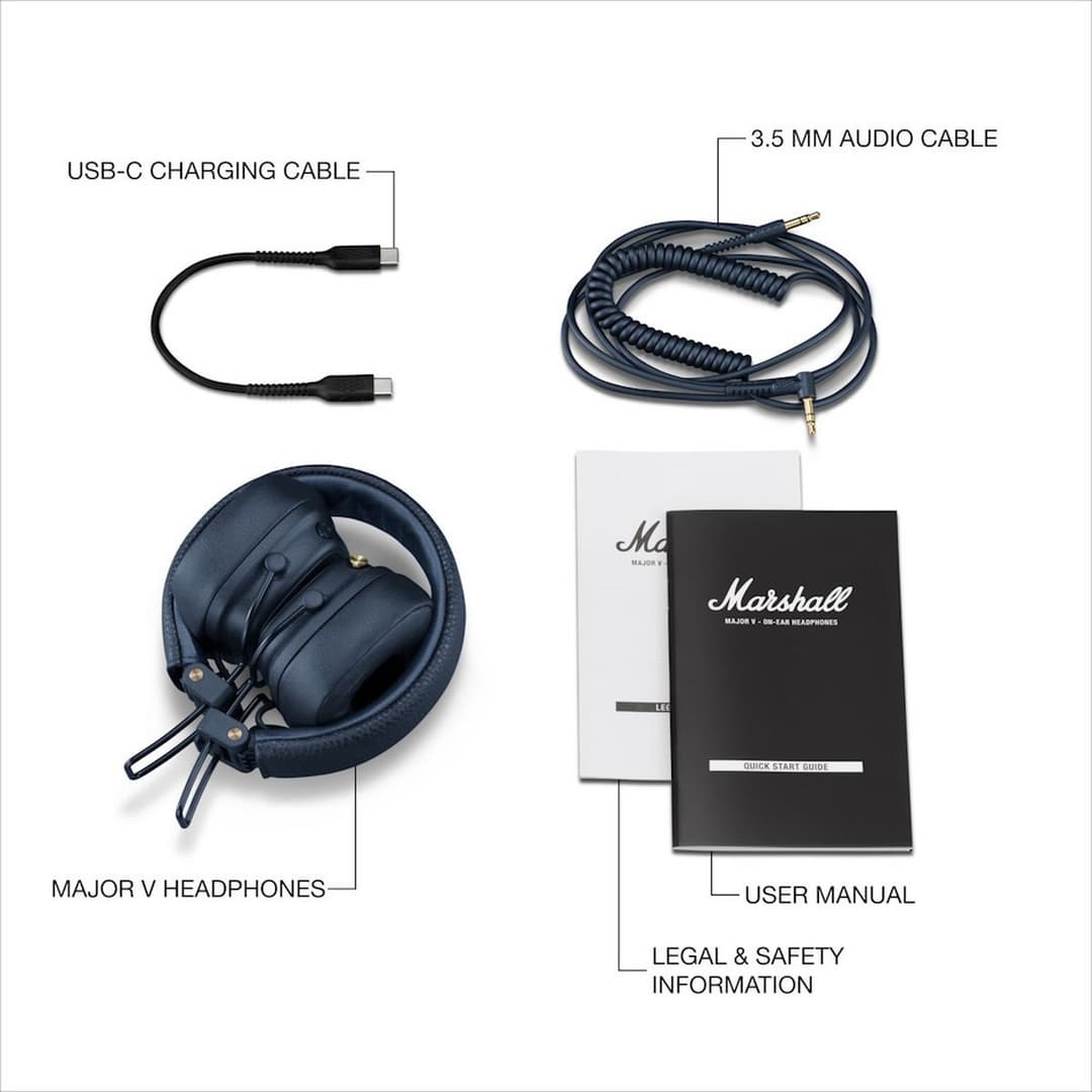 Marshall Major V Wireless On-Ear Headphones - Midnight Blue - Image 4