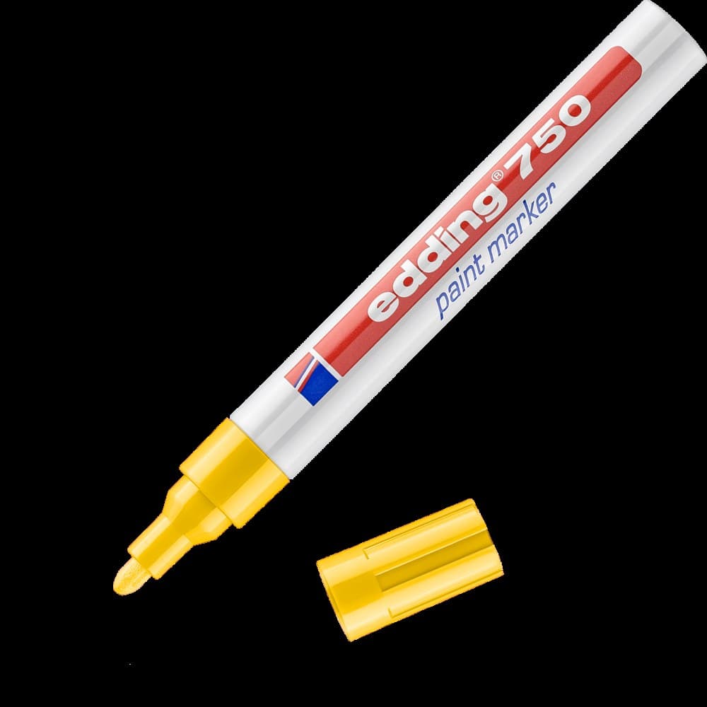edding 750 Paint Marker Round Nib 2-4mm - Yellow - Box of 10 - Image 1
