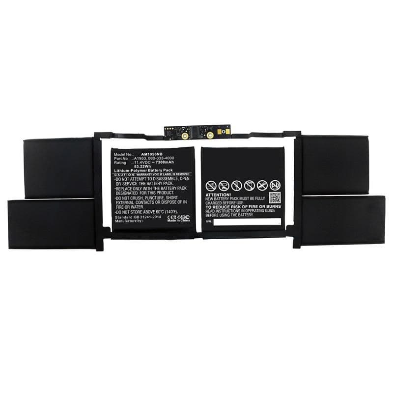 CoreParts Replacement Laptop Battery for Apple MacBook Pro 15" Touch Bar A1990 (2018-2019), 11.4V 7300mAh Li-Pol, 83Wh