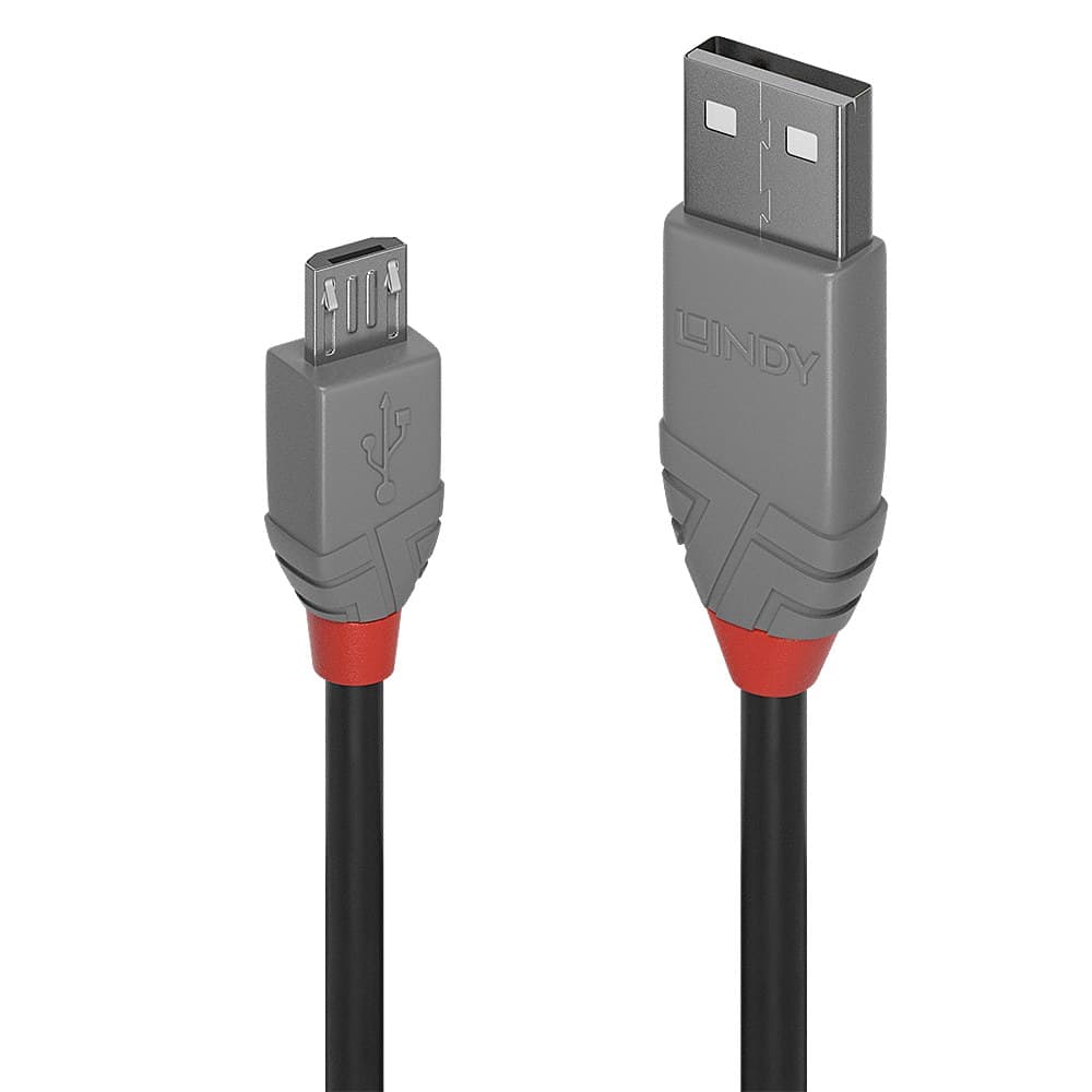 Lindy 3m USB 2.0 Type A to Micro-B Cable, Anthra Line - Image 1