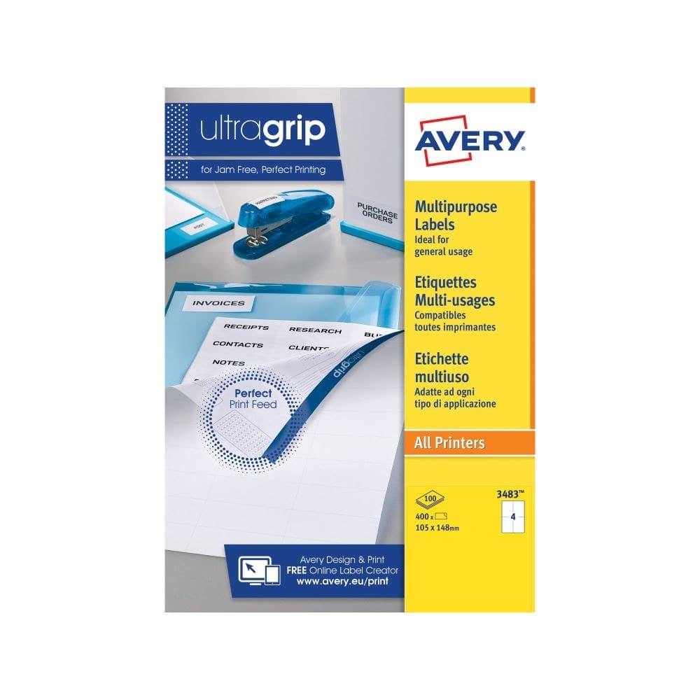 Avery 3483 Multipurpose Labels 100 sheets - 4 Label per Sheet - Image 1