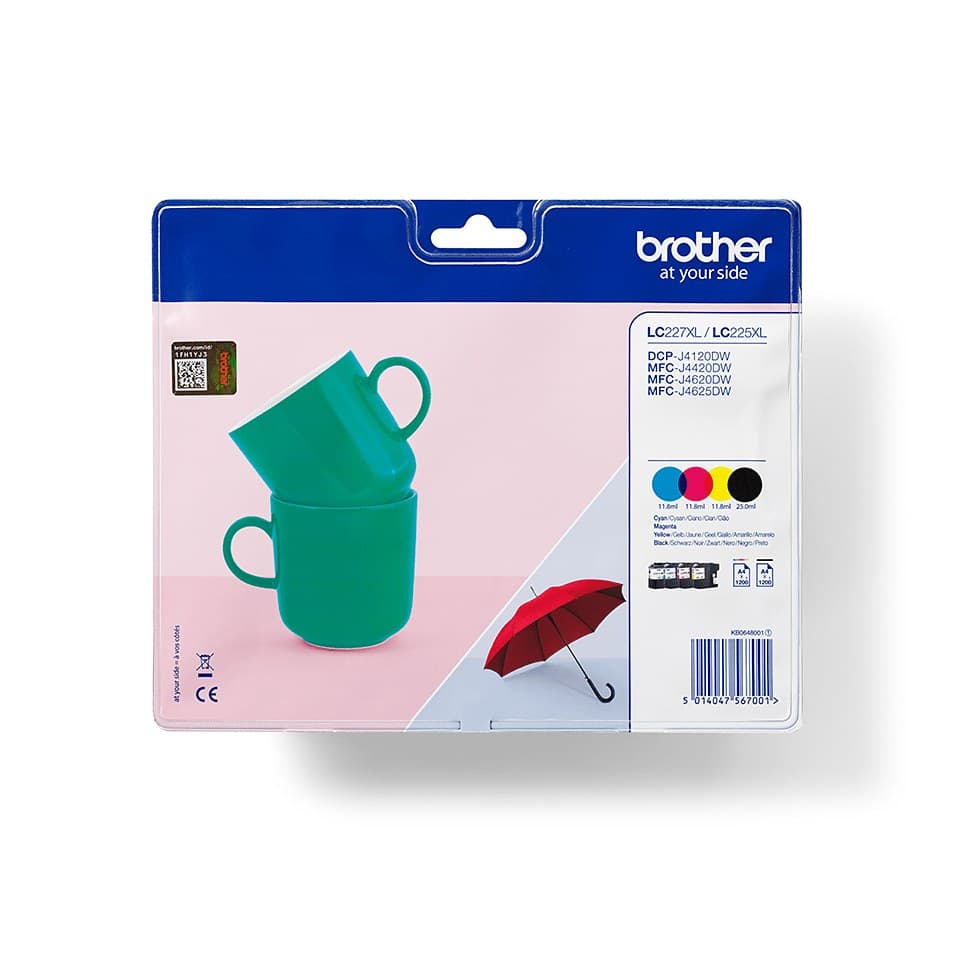 Brother LC-227XLVALBP ink cartridge 4 pc(s) Original High (XL) Yield Black, Cyan, Magenta, Yellow