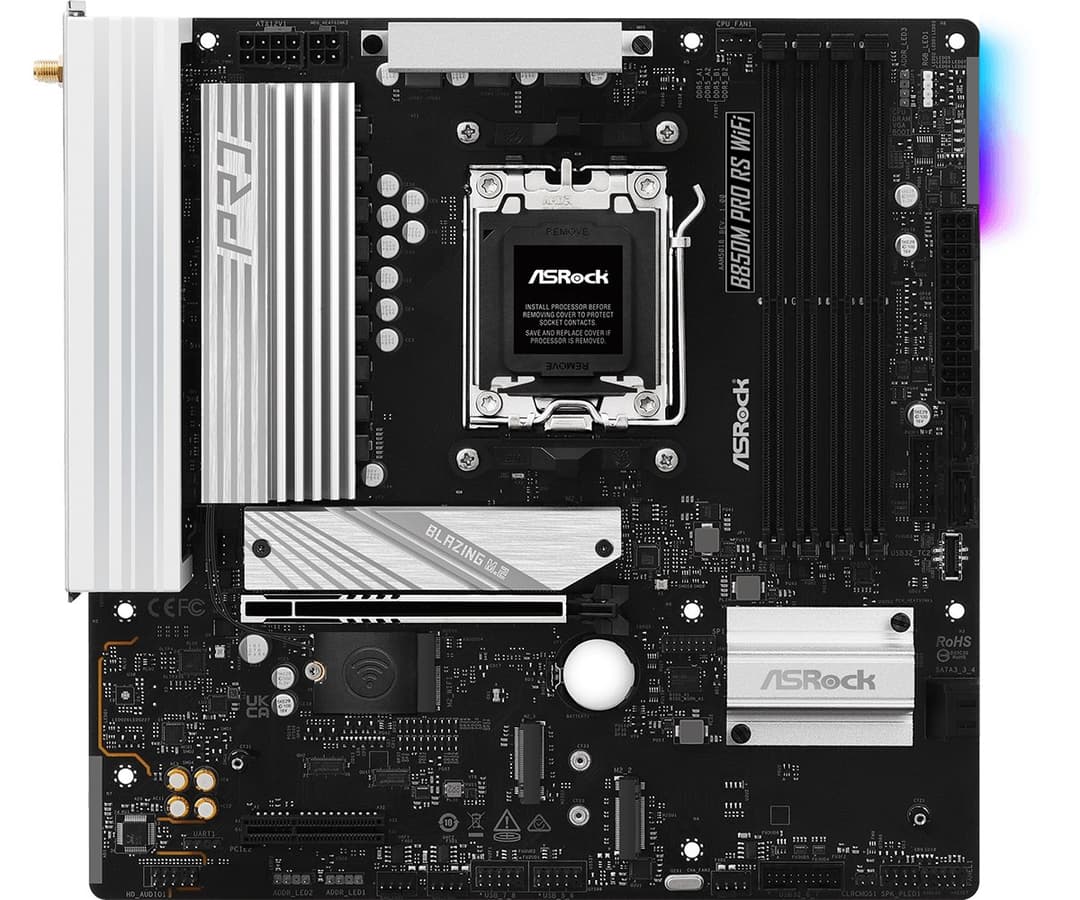 ASRock B850M Pro RS WiFi AMD B850 Socket AM5 Micro ATX DDR5 Motherboard - Image 1