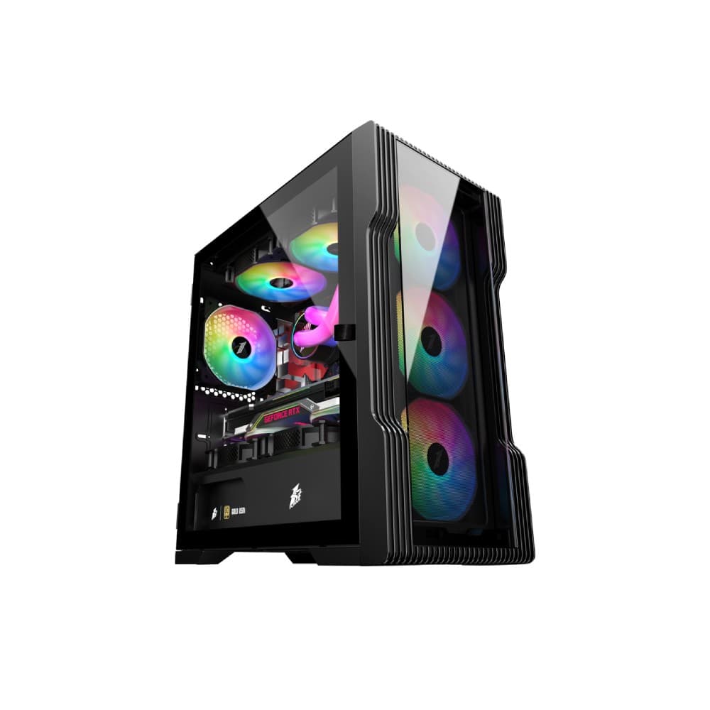 1st Player Trilobite T3 Tempared Glass Micro ATX PC Case - Black - Image 2