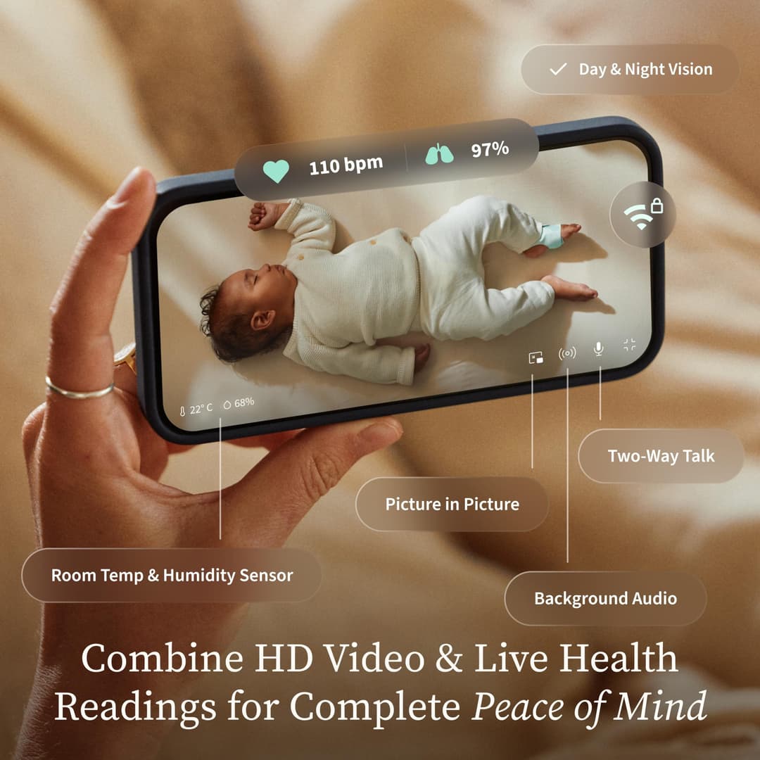 Owlet Dream Duo 3 Smart Baby Monitor System, Dream Sock + 2K HD Camera - Duo Mint - Image 3