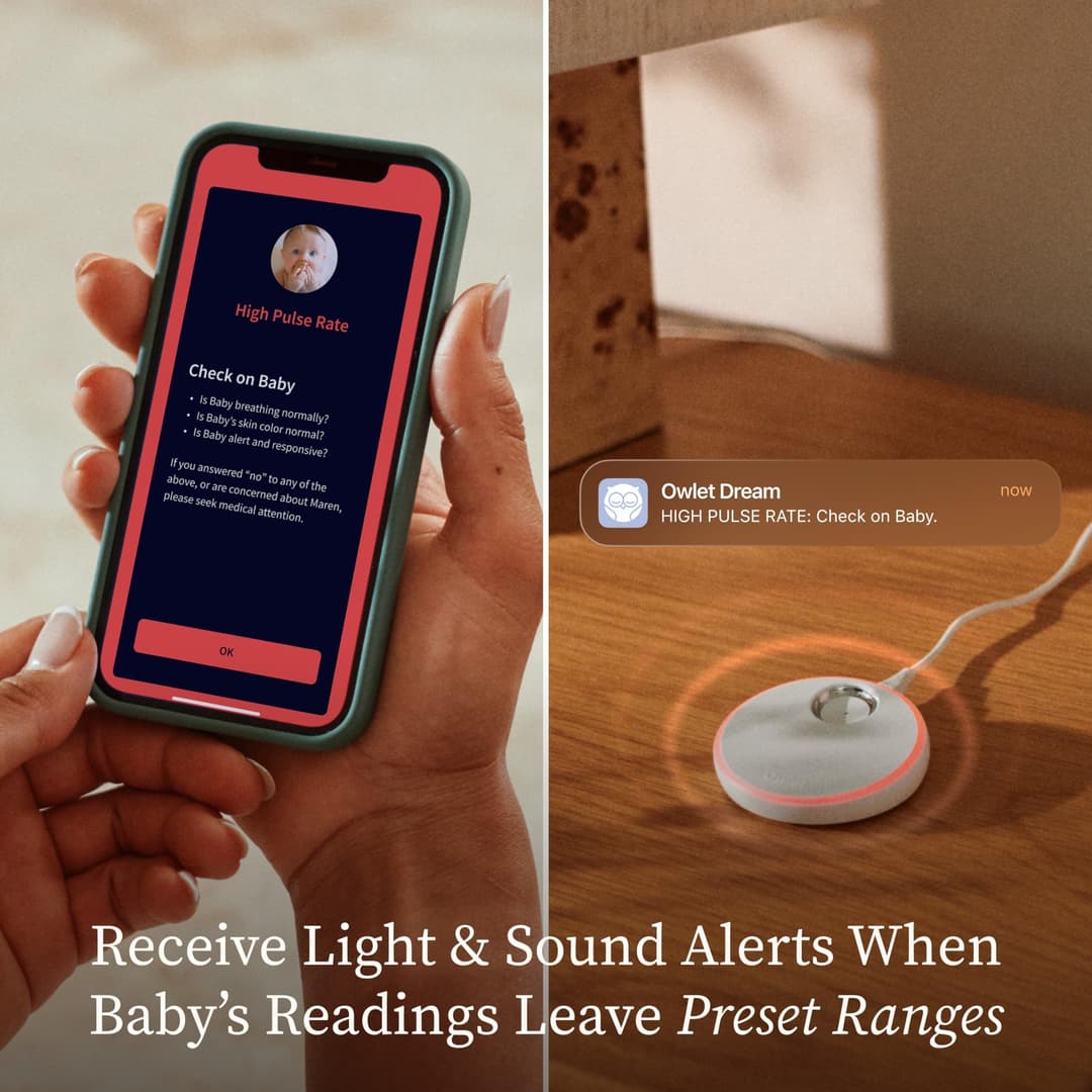 Owlet Dream Duo 3 Smart Baby Monitor System, Dream Sock + 2K HD Camera - Duo Mint - Image 5