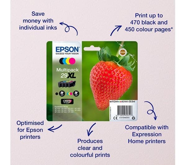 EPSON Strawberry 29 Cyan, Magenta, Yellow & Black Ink Cartridges - Multipack - Image 3