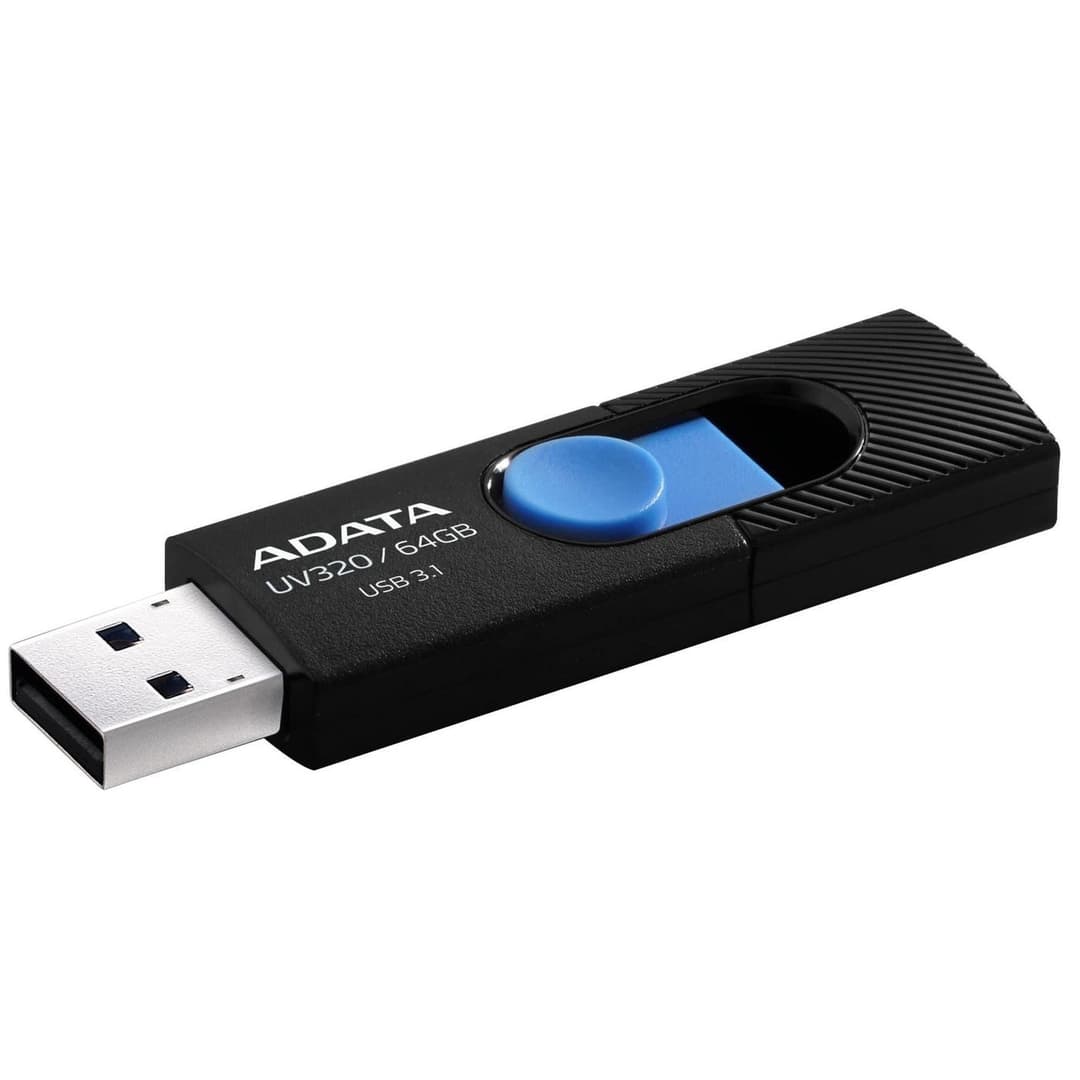 ADATA UV320 USB 3.1 Gen 1 Flash Drive 64GB - Black/Blue - Image 1