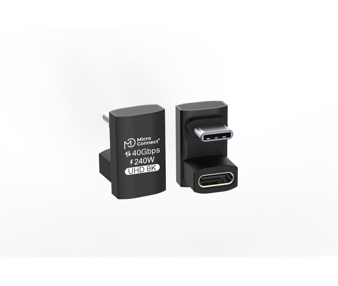 MicroConnect Premium USB4 Gen 3x2 USB-C Twice-Angled Adapter - 40Gbps, 240W - Image 1